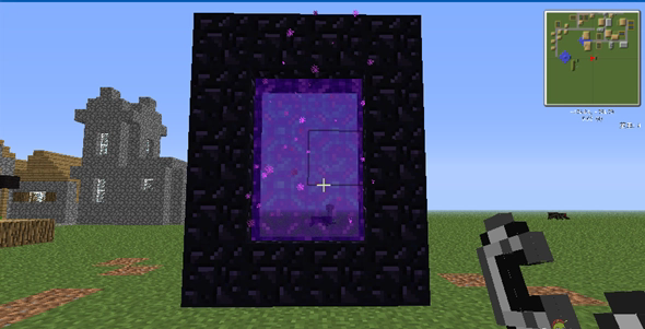 我的世界怎么制作并激活地狱门1