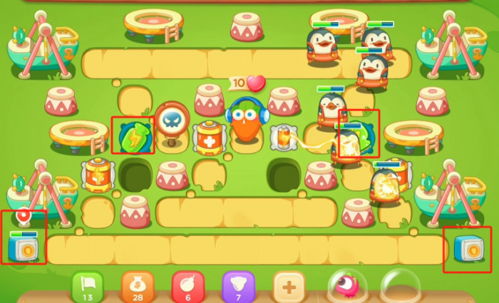 保卫萝卜3游乐场第三关怎么过1