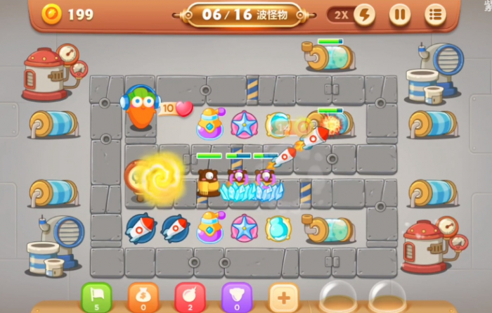 保卫萝卜3工厂电梯第一关怎么过1