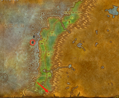 魔兽世界黑海岸怎么去月光林地2