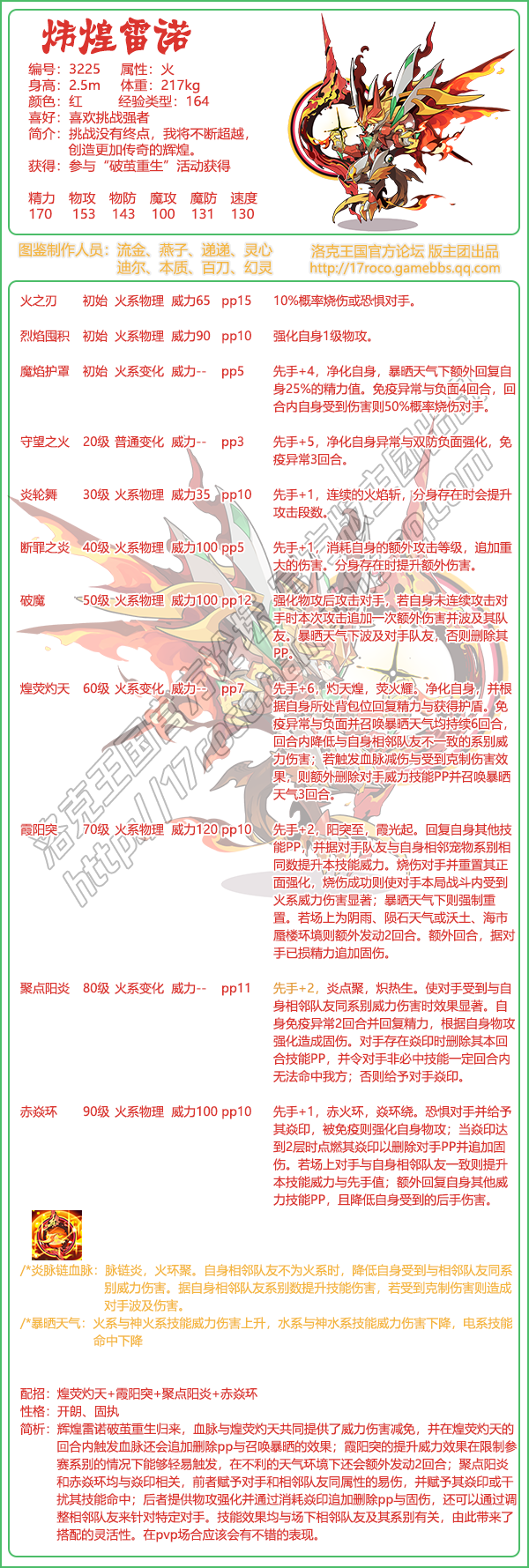 洛克王国炜煌雷诺技能怎么搭配1