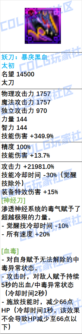 DNF狄瑞吉太刀武器属性一览1