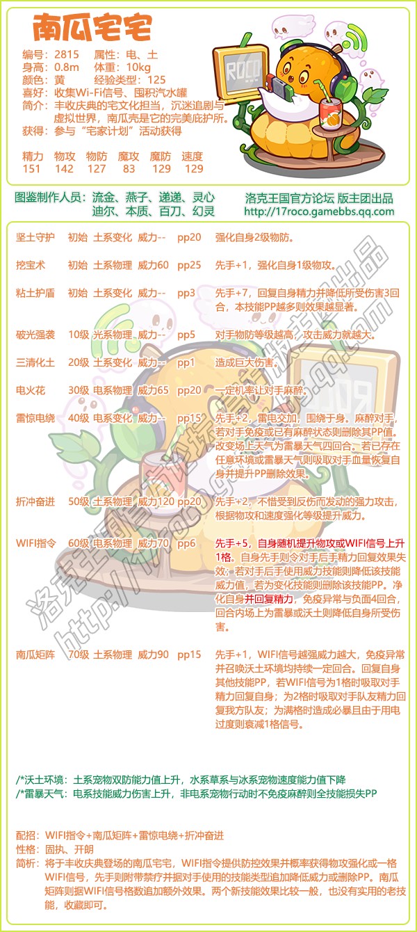 洛克王国南瓜宅宅性格推荐1
