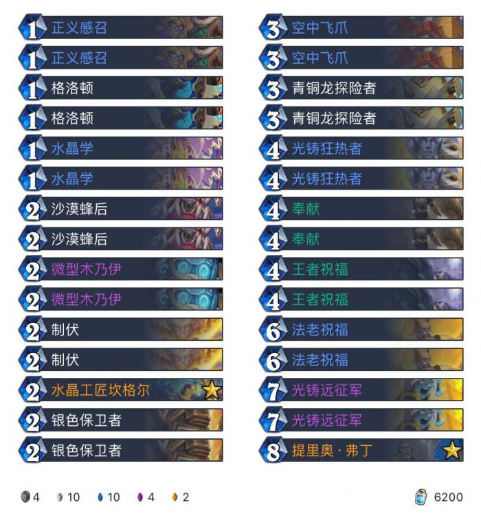 《炉石传说》巨龙降临光铸骑卡组构筑1