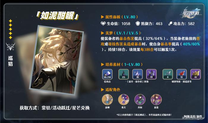 崩坏星穹铁道光锥如泥酣眠介绍1