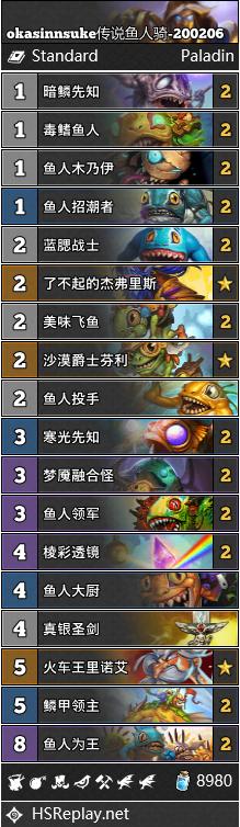 炉石传说巨龙降临okasinnsuke传说鱼人骑卡组构筑_炉石传说巨龙降临攻略