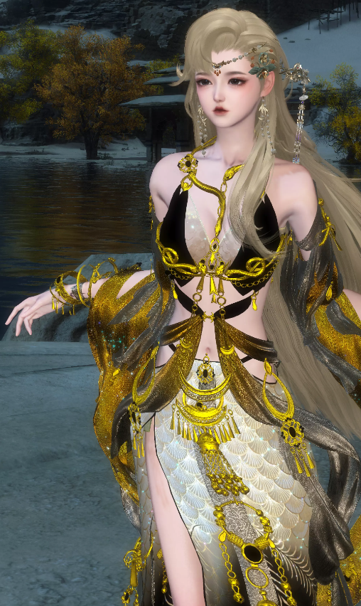 逆水寒巴蛇时装染色黑金巴蛇分享7