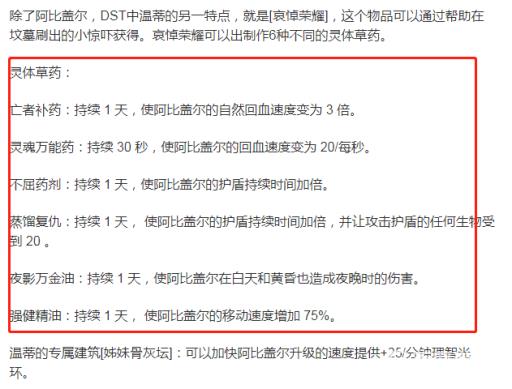 饥荒哀悼荣耀做的药有什么用?2