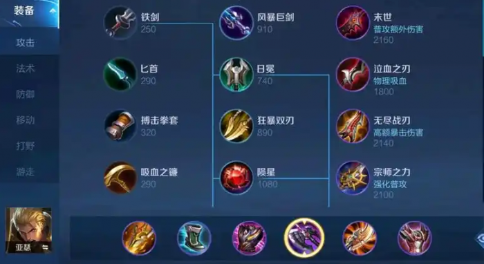 王者荣耀亚瑟怎么出装1